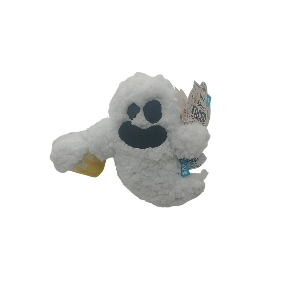 Bark BarkBox Sheet Faced Ghost Halloween Dog Toy Squeaker Crinkle Small NEW